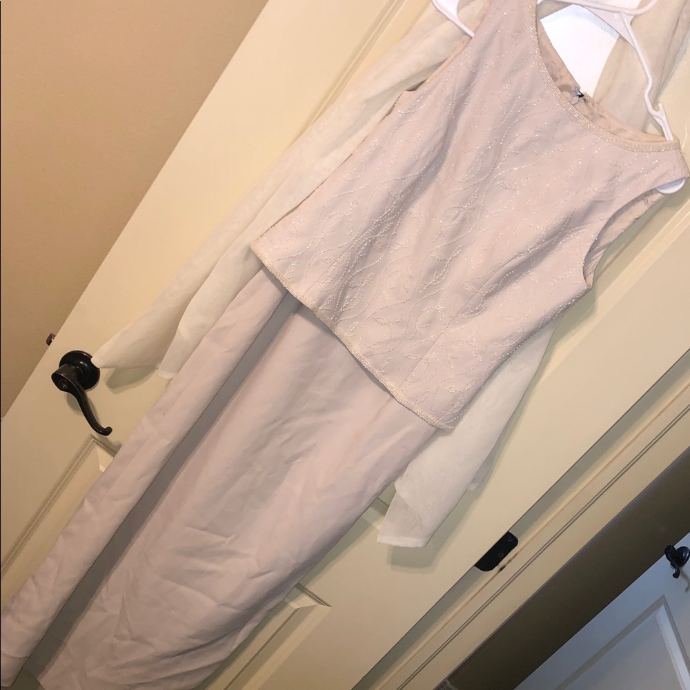 David's Bridal Pale Blush Two-Piece Maxi Dress